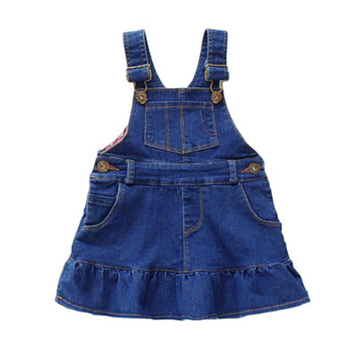 

Baby Girl Dress 1-6T Toddler Children New Autumn Girls Cute Denim Solid Color Sleeveless Irregular Hem Sweet Princess Bib Dress