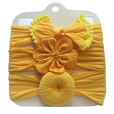

3PCS Baby Girls Cotton Headbands Flower Bow Turban Hair Band For Toddlers Newborn Baby Lastic Hair Accessories