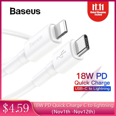 

Biggest Sale Baseus PD 18W Quick Charge Type-C to lighting PD Cable for iPhone 11 Pro Max QC 30 Cable for Macbook Data wire