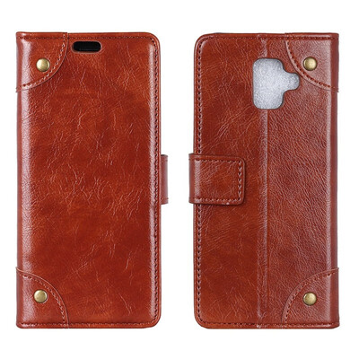 

MOONCASE Samsung Galaxy A8 2018 copper buckle nappa leather case - brown