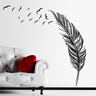 

DIY Creative Feather Wall Stickers Bedroom Sofa Background Decal Wallpaper Wall Stickers Home Decoration Decor Sticker