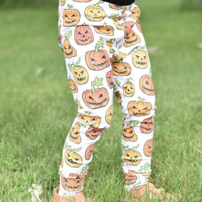 

Hallowen Spring Autumn Winter Casual Fashion Girls Funny Pumpkin Shantou Printing Trousers Kids Long Pants Childrens Leggings