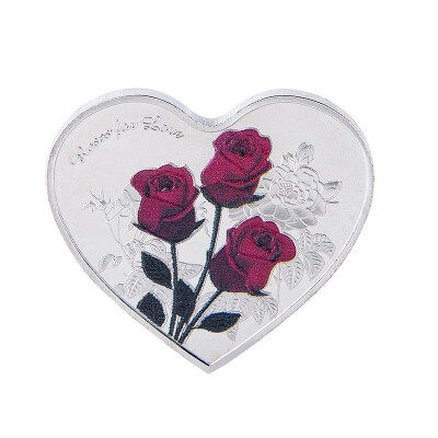 

Love Shape Rose Commemorative Coin Metal Art Crafts For Wedding Decoration Valentine Gift I Iove You In Fifty-two Languages