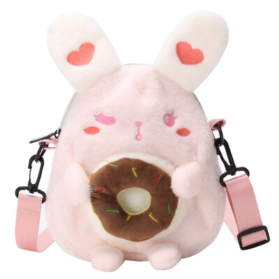 

Tailored Womens Fashion Coin Purse Rabbit Donut Bag Plush Casual Zipper Shoulder Bag