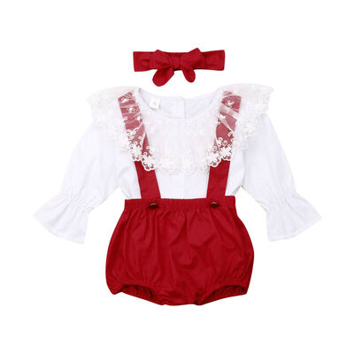 

Toddler Baby Girls Lace Top T-shirtTrousers Pants Kids Casual Clothes Outfit
