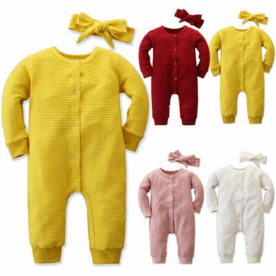 

Winter Infant Baby Boy Girl Cotton Headband Romper Jumpsuit Clothes Outfit