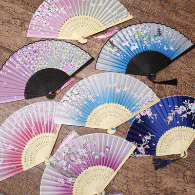

Chinese Japanese Style Bamboo Folding Hand Held Folding Fan Chinese Dance Party Cheongsam Show Gifts