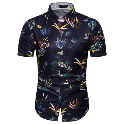 

Tailored Summer Casual Fashion Mens 3D Color Print Trend Color Short-sleeved Shirt Blouse