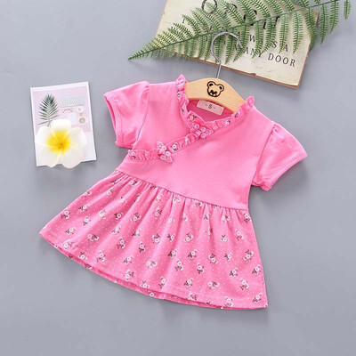 

Summer New Girls Dress Girl Flower Pattern Dress Baby Cotton Floral Princess Dress 2019