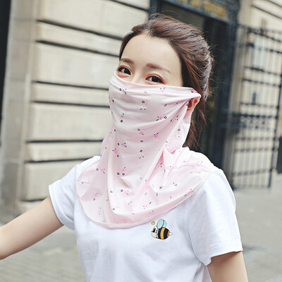 

Cleaning womens neck shade riding decorative sunscreen large mask light&thin cool flowers breathable ice silk mask