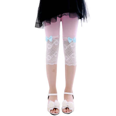 

Fashion Baby Girls Lovely Lace Bowknot Design Calf-Length Pants Cotton Stretch Summer Leggings 2019 New