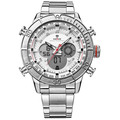 

WEIDE WH6308 Dual Display Two Movement Quartz Digital Men Watch Sports 3ATM Waterproof 50mm Big Dial Large Face Week Calendar Alar