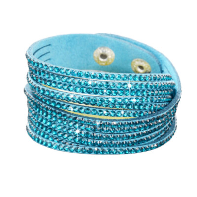 

Personality Solid Drill Colourful Rhinestone Multi-Layer Leather Rope Manual Bracelet Unisex Pair Jewellery