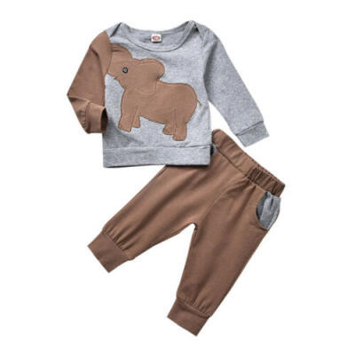 

Elephant Kid Baby Girl Boy Cotton Clothes T-shirt Top Pants Outfit Tracksuit Set