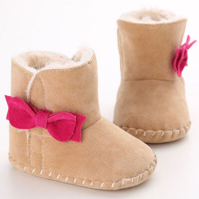 

Fashion Winter Baby Boys Girls Cotton Shoes Plush Warm Bow Snow Shoes Boots For 0-18 Months Baby Moccasins Shoes