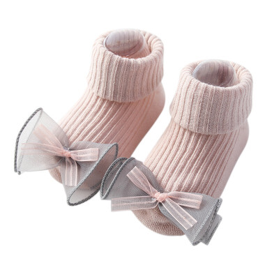 

Infant Baby Boys Girls Socks Cotton Flower Bow Socks Warm Anti Slip Floor Warmer Socks