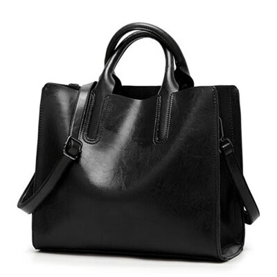 

Women Oil Wax Leather Shoulder Bags Vintage Designer Handbags Female Big Tote Bag High Quality Womens Messenger Bags 2019