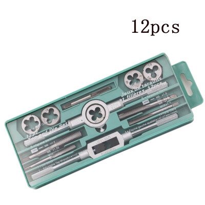 

12PCS Alloy Steel Tap And Die Set Combination Hand Tools Metric Size For Wood Plastic Soft Metal Steel Cutting Adjusting Tools