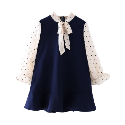 

2019 New Autumn Children Dress Casual Long Sleeve Shirt Dresses Bowknot Girls Kids Dress Clothes 2-7Y