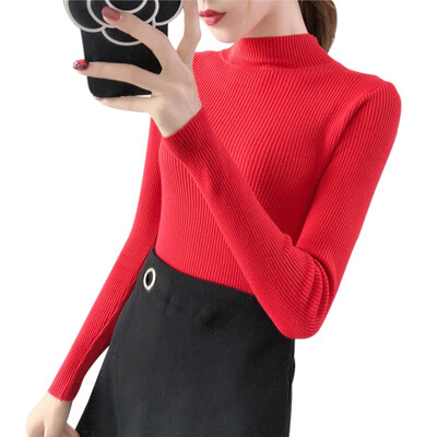 

Autumn Winter Sweater Women Long Sleeve Pullover Women Basic Sweaters Turtleneck 2019 Korean Style Knit Tops Femme