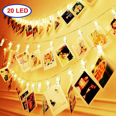 

20 Pcs Set LED Garland Lights Fairy String Lights Novelty Photo Holder Clip Battery Luminaria For Christmas Wedding Decoration