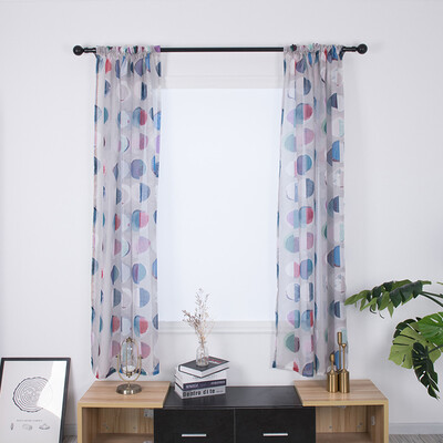 

Gobestart Leaves Curtain Tulle Window Treatment Voile Drape Valance 2 Panel Fabric