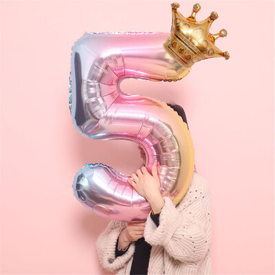 

Toponeto Crown Number Foil Balloons Number Ballon Happy Birthday Party Decoration 32 Inch