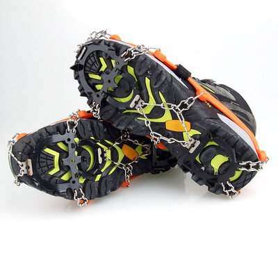 

1 Pair 12 Teeth Claws Crampons Non-slip Shoes Cover Stainless Steel Chain Outdoor Ski Ice Snow Hiking Climbing Grey