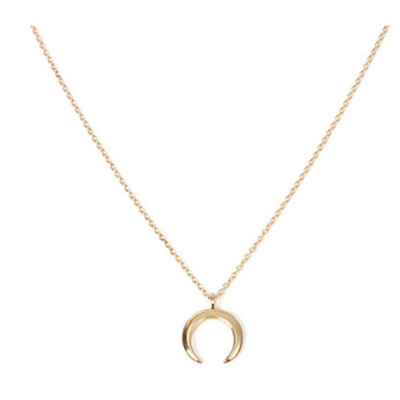 

New Fashion Trendy Double Horn Crescent Moon Necklace Jewelry Minimal Girlfriend Gift