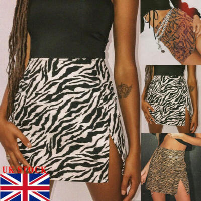 

UK Womens Bodycon Zebra Leopard Print Skirt Stretch Short Mini Pencial Skirts