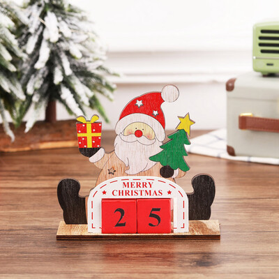 

Gobestart Christmas Decoration Creative Wooden DIY Calendar Office Desktop Decoration