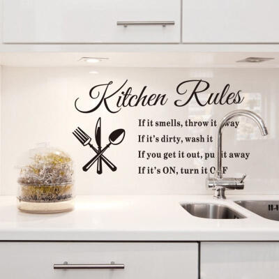 

Kitchen Rules Quote Wall Stickers DIY Home Decor Vinyl Art Mural Decal Removable