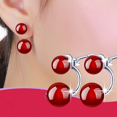 

Red Black Stone Stud Earrings For Women Female Ladies Luxury Noblest High Quality Mothers Day Gift WHB107