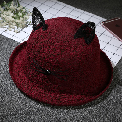 

SpringSummer Lace Ear Hat Female Personality Fashion Dome Covered Hat Creative Basin Hat Wholesale