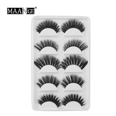 

Gobestart 5 Pair Thick Black Eyelashes Handmade Natural False Eyelashes Makeup Natural