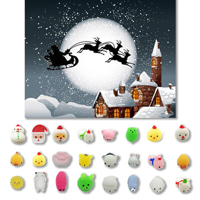 

Gobestart 24PC Christmas Toys Mini Cute Squeeze Funny Toy Soft Stress Relief Toy DIY Decor