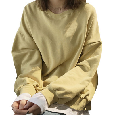 

Women Casual Fake Two-piece Stitching Loose Sweashirt Round Collar Pullover Long Sleeve Solid Color Sweatshirt Tops