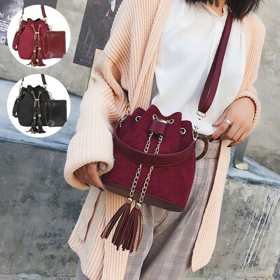 

New Mini Crossbody Handbags Cute Suede Bucket Bag Organizer Small Tassel PU Leather Womens Shoulder Messenger Bags