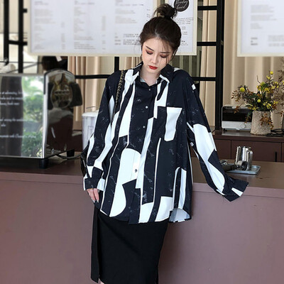 

Women Tops BlousesTurn-Down Collar Autumn Long Sleeve Print Blouse Female Casual Work Wear Shirts