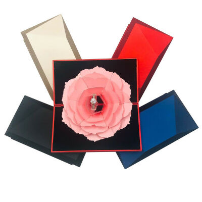 

Jewelry Folding Rose Ring Box Case Holder Gift with Wedding Valentines Day