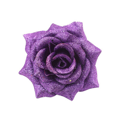 

3D Glittering Artificial Rose Flowers Head Fake Flowers Christmas Wedding Party Home Decorations