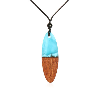 

Fashion Retro Handmade Wood Pendants Necklaces For Women Purple Resin Pendants Necklace