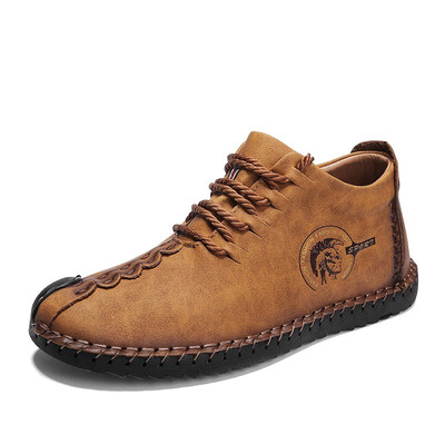 

Mens Shoes Lace Up Casual Shoes Breathable Light Shoes Genuine Leather Shoes For Men Black Brown Khaki Size 38-46