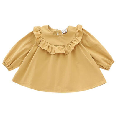 

Autumn Shirt Ruffle Long Sleeve Baby Girls Blouse Lotus Collar Kids Girl Tops Outwear