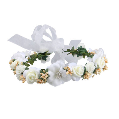 

Bridal Flower Wreath Headband Headdress Wrist Wedding Garland Seaside Resort Beach Accessories