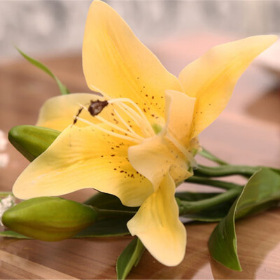 

36cm Real Touch Lily Flowers Latex Artificial 3 heads Artificial Flowers Bouquets new House Home Wedding Festival Decoration
