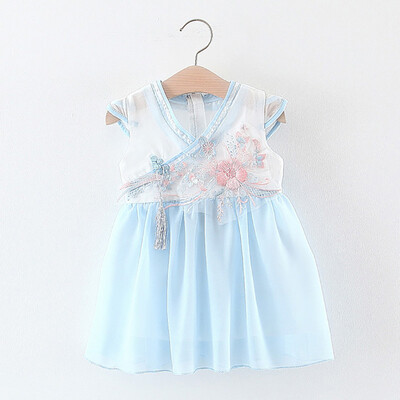 

Summer Ethnic Style Girls Dresses Exquisite Beautiful Embroidered Stitching Design Girls Dresses 0-3Y Newborn Baby Girl Clothes