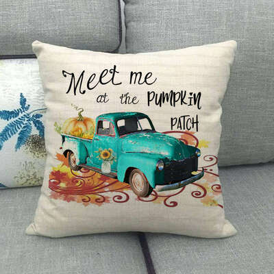 

Halloween Thanksgiving Cotton Linen Pillow Case Pumpkin Pillow Set Pumpkin Truck Maple Leaf Bicycle Cushion Cover