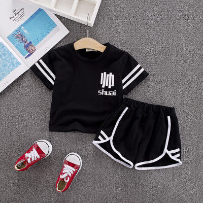 

Baby Boy Clothes Summer Children Baby Boys Casual Short Sleeve Letter Print T-shirt TopsShorts Costume Set for Kids