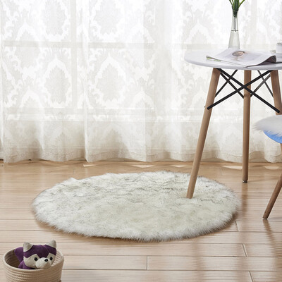 

Toponeto Wool Imitation Sheepskin Rugs Faux Fur Non Slip Bedroom Shaggy Carpet Mats